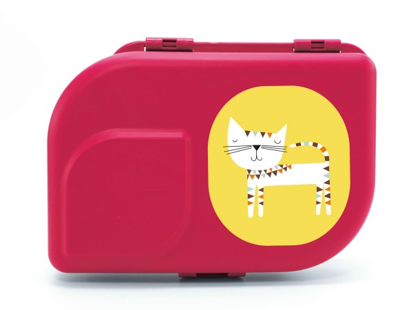 ajaa! Nachhaltige Brotdose pink mit Motiv Katze / gelb
