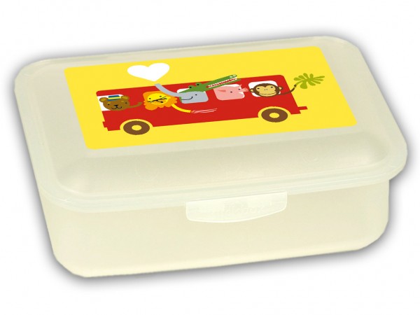 Brotdose klein mit Motiv Bus in rot