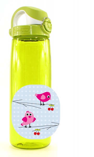 Trinkflasche grün mit Motiv Cherrypickers pink 