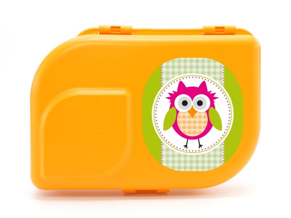 NaNa Bio-Brotdose mandarin mit Motiv Owl pink 
