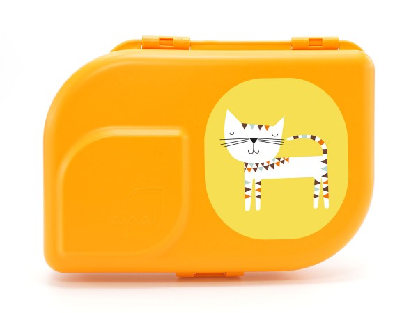 NaNa Bio-Brotdose mandarin mit Motiv Katze/gelb